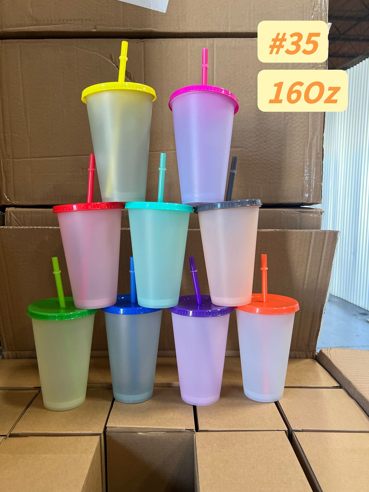 24Oz or 12Oz color changing plastic cold cup (PP)